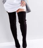 Asos Katcher Wide Fit Tall Over The Knee Boots - Black