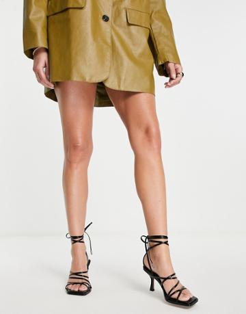 Asos Design Hiccup Strappy Tie Leg Mid Heeled Sandals In Black