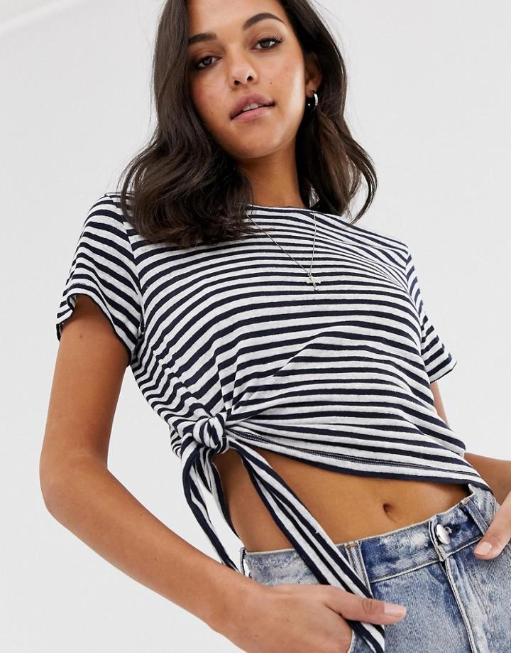 Allsaints Tujen Stripe T-shirt With Knot Detail-multi