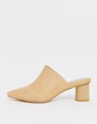 Co Wren Pointed Heeled Mules In Cream Croc