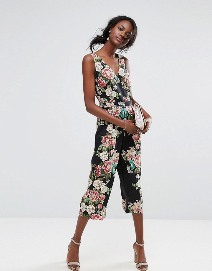 Oasis Royal Worcester Floral Print V Front Jumpsuit - Multi
