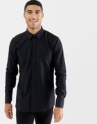 Hugo Elisha Extra Slim Fit Glitter Shirt In Black - Black