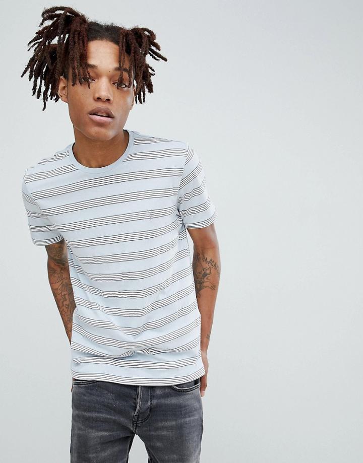 Allsaints T-shirt In Pink In Gray Stripe - Pink