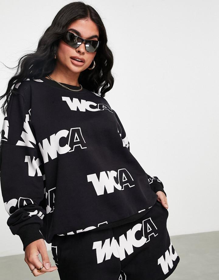 Asos Weekend Collective Monogram Boxy Sweatshirt In Black - Part Of A Set
