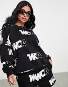 Asos Weekend Collective Monogram Boxy Sweatshirt In Black - Part Of A Set