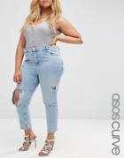 Asos Curve Thea Girlfriend Jean In Daydrifter Light Wash - Blue