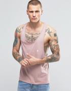 Asos Tank With Logo And Extreme Racer Back In Pink - Pink