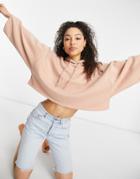Asos Design Boxy Hoodie With Batwing Sleeves In Biscuit-neutral