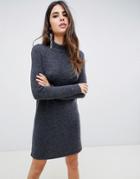 Y.a.s High Neck Knitted Dress-grey