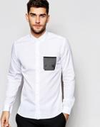 Hugo By Hugo Boss Smart Shirt With Mesh Pocket Slim Fit - White