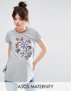 Asos Maternity Floral Print T-shirt - Gray