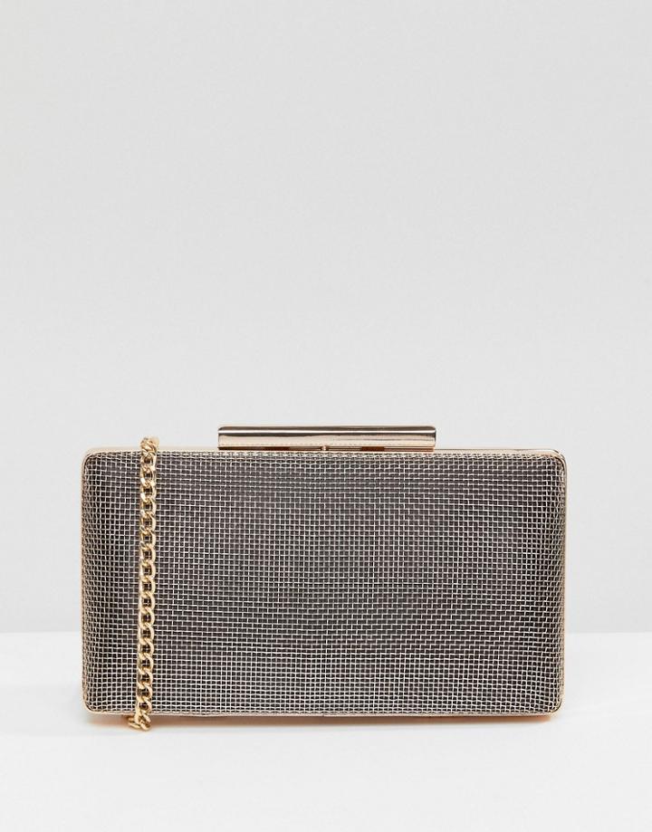True Decadence Metal Mesh Box Clutch Bag - Gray