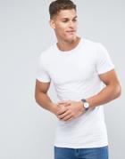 Asos Longline Muscle T-shirt With Crew Neck - White