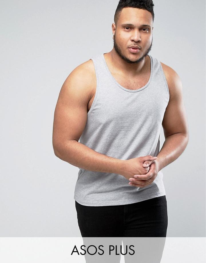 Asos Plus Tank In Gray Marl - Gray