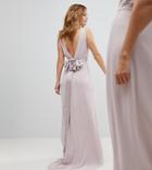 Tfnc Petite Wedding Sateen Bow Back Maxi Dress - Brown