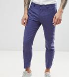Noak Skinny Cropped Smart Pants In Linen - Navy