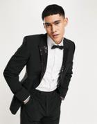 Asos Design Super Skinny Tuxedo Jacket In Black With Black Sequin Lapel