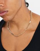 Asos Design Short Midweight 6mm Necklace With Cutwork Links In Gold Tone