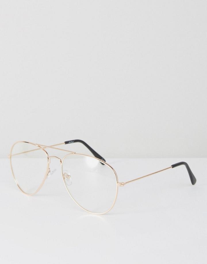 Jeeper Peepers Aviator Glasses With Clear Lens - Gold