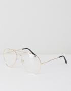 Jeeper Peepers Aviator Glasses With Clear Lens - Gold