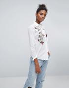 Only Embroidered Front Shirt - White