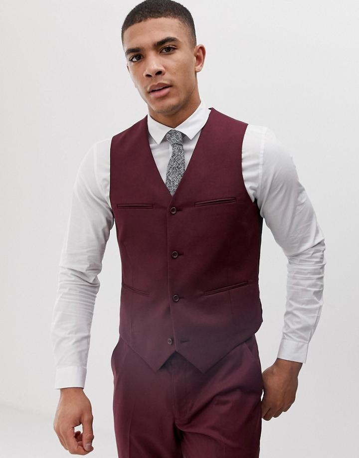 Asos Design Slim Suit Vest In Light Burgundy - Red