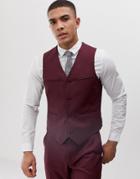 Asos Design Slim Suit Vest In Light Burgundy - Red