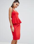 Kendall + Kylie Pointelle Peplum Top - Red