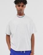 Asos Design Oversized T-shirt With Crew Neck In White Marl-gray