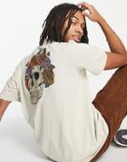Bolongaro Trevor Oversized T-shirt With Skull Back Print In Stone-neutral