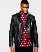 Vito Leather Biker Jacket - Black