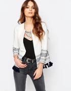 New Look Tassel Trim Edge To Edge Jacket - Multi