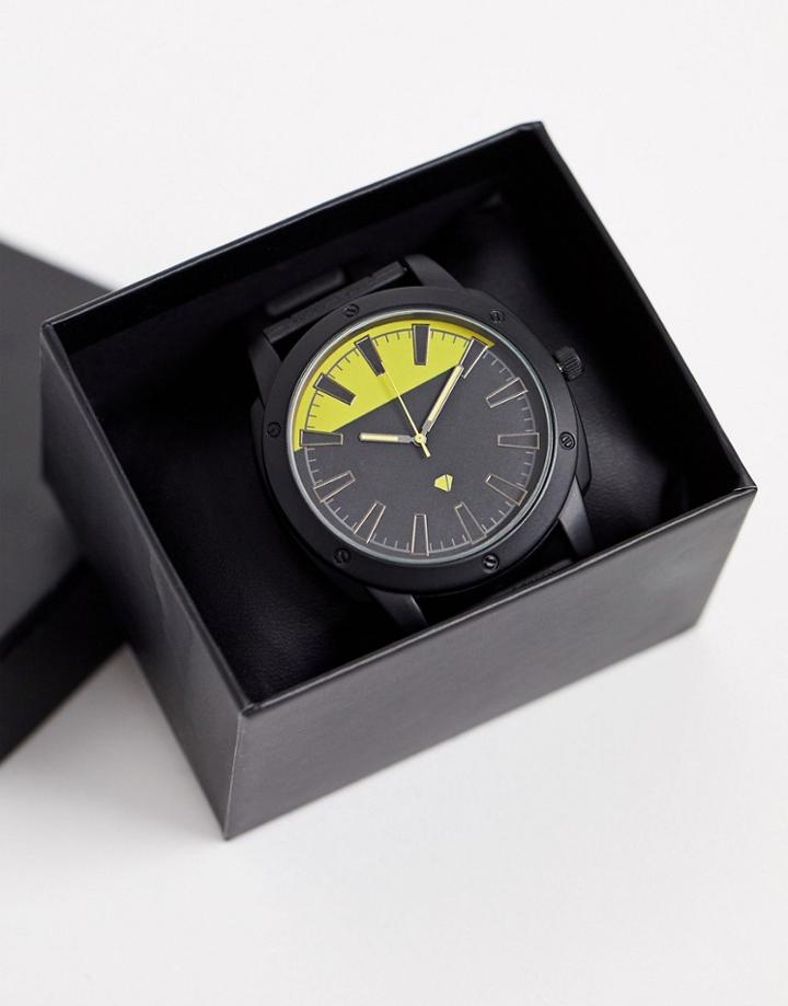 Spirit Design Mens Watch With Yellow Highlights