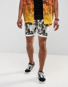 Asos Festival Slim Shorts With Palm Tree Print - Stone