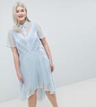 Asos Design Curve Shirt Dress In Dobby Lace - Blue