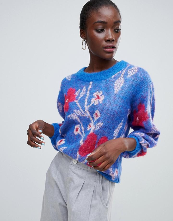 Pieces Flower Pattern Sweater - Multi