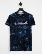 Hollister T-shirt In Black/blue Tie Dye With Chest Logo-green