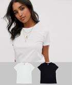 Asos Design Ultimate Organic Cotton T-shirt With Crew Neck 2 Pack Save-multi