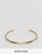 Asos Plus Bangle In Burnished Gold - Gold