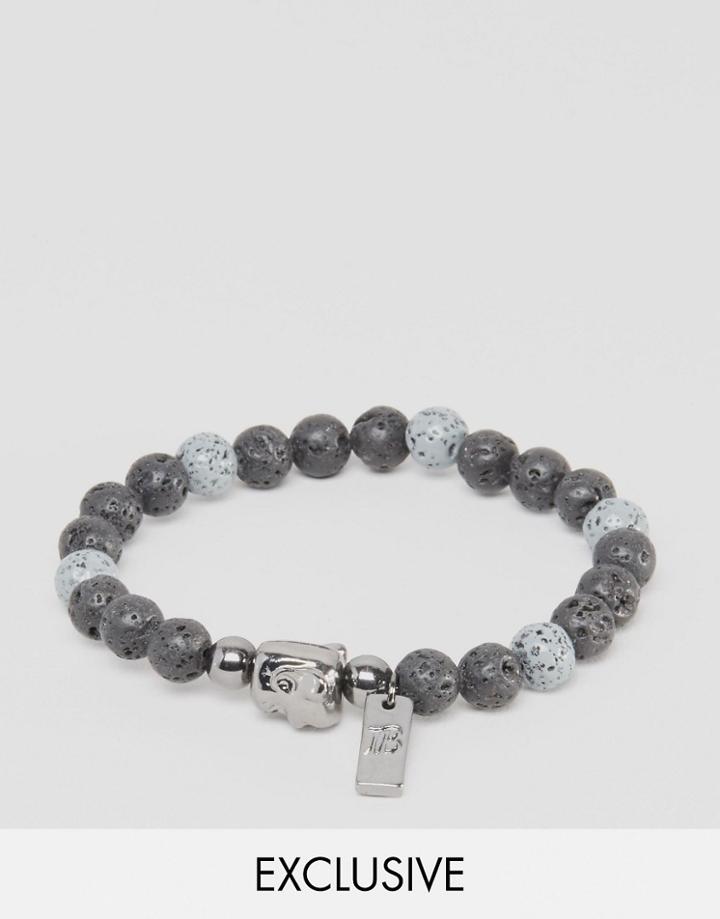Icon Brand Beaded Bracelet With Charm Exclusive To Asos - Gray
