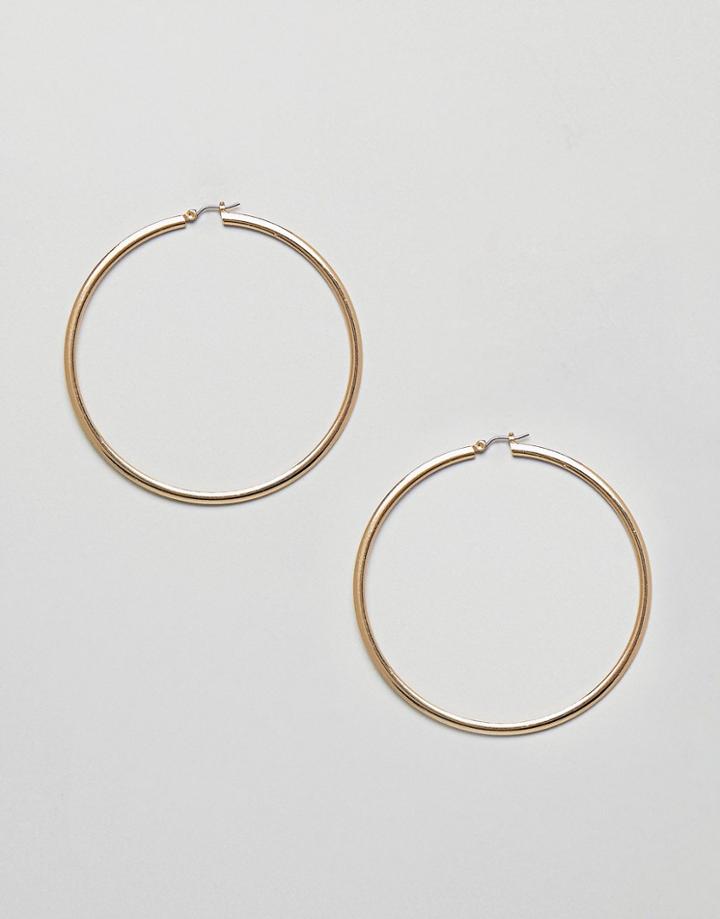 Asos Large Flat Edge Hoop Earrings - Gold