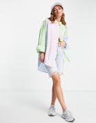 Vero Moda Frsh Color Block Oversized Shirt In Multi Stripe