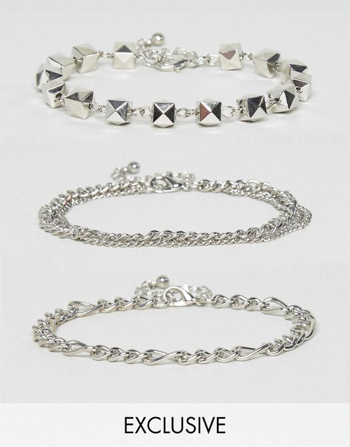 Designb London Silver Chain & Beaded Bracelet Exclusive To Asos - Silver