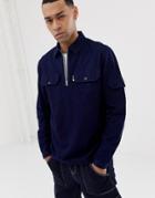 Penfield Chelan Half Zip Shirt In Navy - Navy