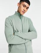 Asos Design Jersey Jacket With Utility Seams In Green - Part Of A Set