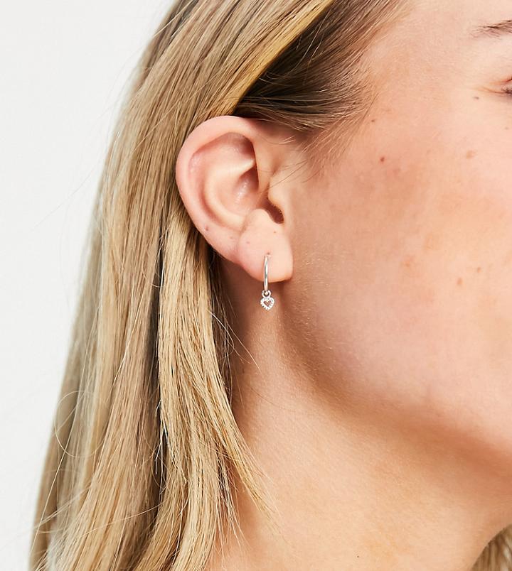 Kingsley Ryan 12mm Tiny Heart Hoop Earrings In Sterling Silver