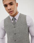 Asos Design Wedding Super Skinny Vest In Gray Houndstooth - Gray