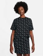 Nike Icon Clash All Over Logo Print Crop T-shirt In Black