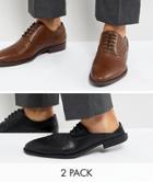 Asos Lace Up Shoes In Black And Tan 2 Pack Save - Multi