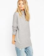 Asos Tunic With High Neck In Cashmere Blend - Gray
